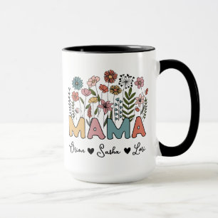Caneca da Mamãe Personalizada com os Nomes dos Fil