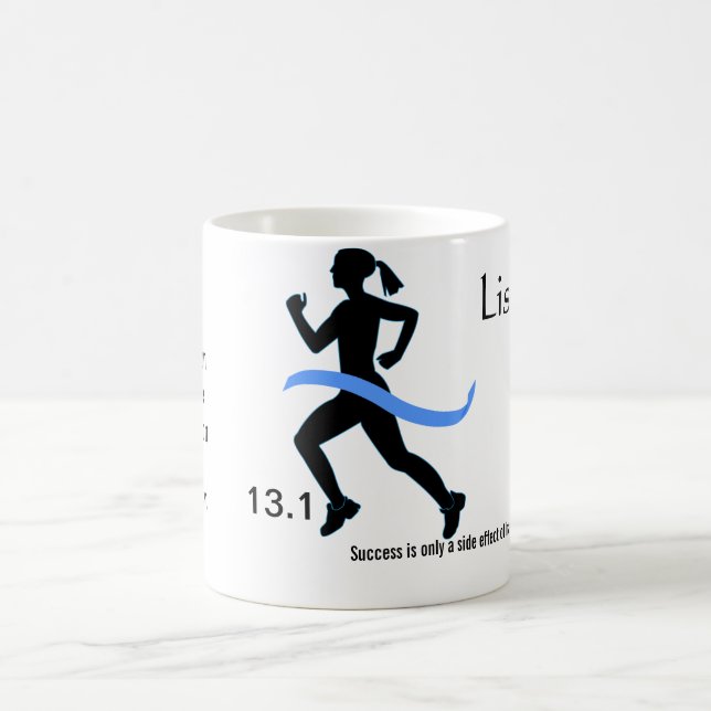 Caneca da maratona das mulheres meia com fita azul (Centro)