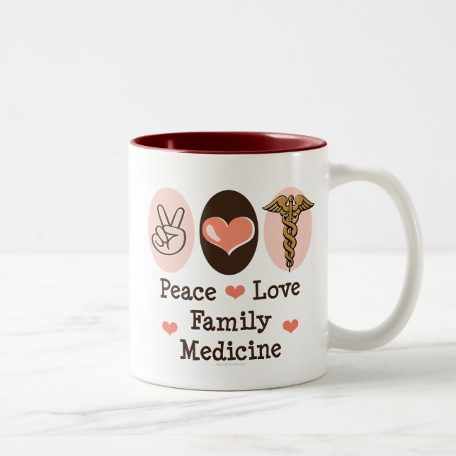 Caneca da medicina de família do amor da paz (Direita)