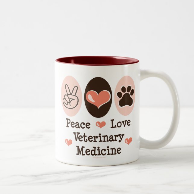 Caneca da medicina veterinária do amor da paz (Direita)