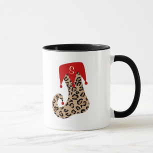 Caneca da meia do leopardo do monograma do Natal