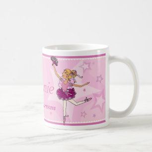 Caneca da menina do cabelo cor-de-rosa e louro da