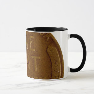 Caneca da moeda de um centavo, moeda de um centavo
