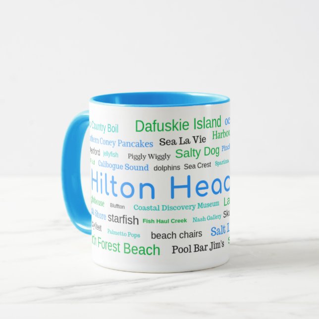 Caneca da nuvem da palavra de Hilton Head Island (Frente Esquerda)