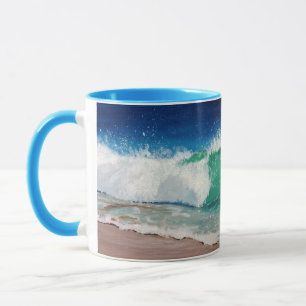 Caneca da onda de oceano com punho e interior