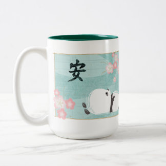 Caneca da panda do zen (flores da ameixa)