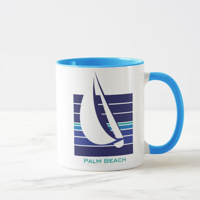 Caneca da praia de Square_Palm dos azuis do barco (Direita)