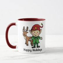 Caneca da rena & do duende boas festas