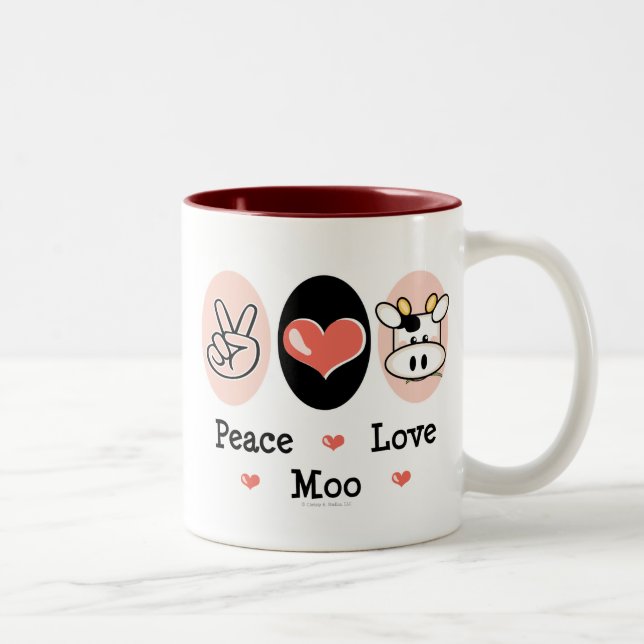 Caneca da vaca do MOO do amor da paz (Direita)