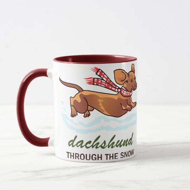Caneca Dachshund Através da Neve (Esquerda)