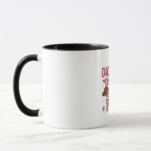 Caneca Dachshund Através da Neve Amante de Cães de Natal (Esquerda)