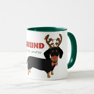 Caneca Dachshund Através De Cão-De-Boca-Neve