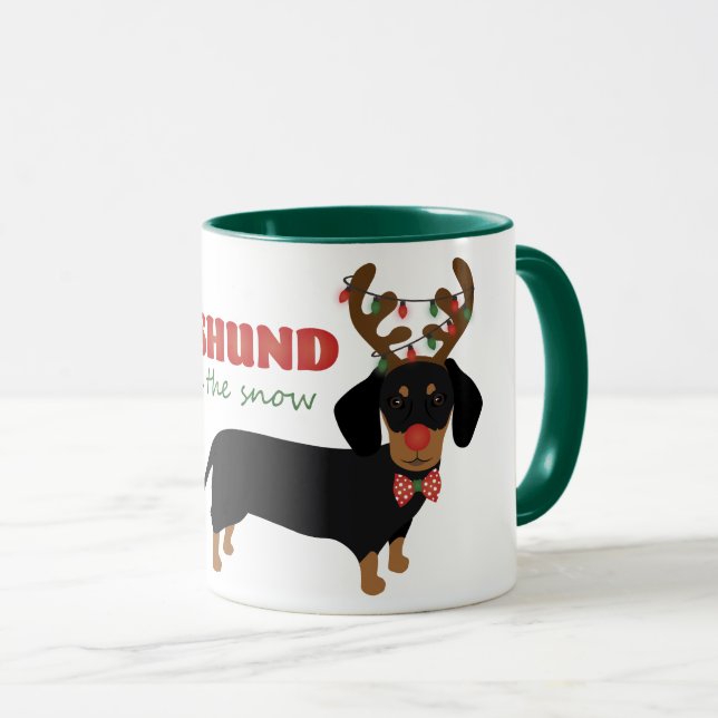 Caneca Dachshund Através De Cão-De-Boca-Neve (Frente Esquerda)