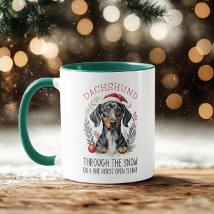 Caneca Dachshund Através Do Café De Natal Da Neve