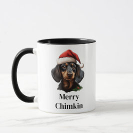 Caneca Dachshund Chapéu de Papai Noel Cachorro de Natal
