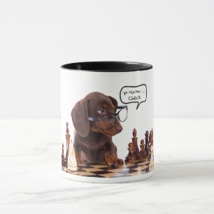 Caneca Dachshund Chess Player