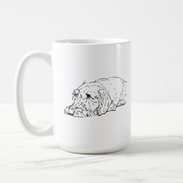 Caneca Dachshund de Pelo Duro - Cerâmica para Café (Esquerda)