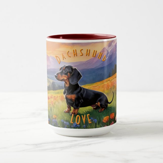 Caneca Dachshund Delight Mug, Elegância Canina Whimsical (Centro)