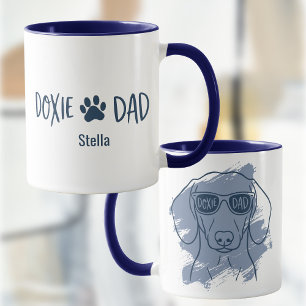 Caneca Dachshund Dog Dad - Nome Personalizado Ice 