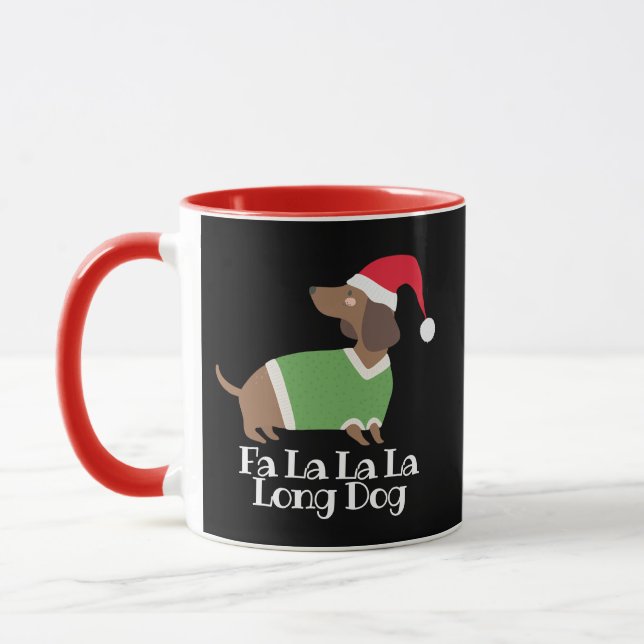 Caneca Dachshund engraçado de Natal  (Esquerda)