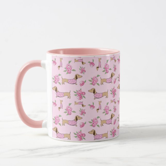 Caneca Dachshund Floral para Mães Tea Mug Doxie (Esquerda)