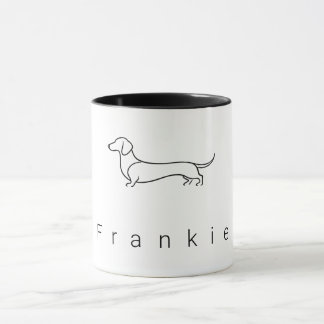 Caneca Dachshund Minimalista Nome Personalizado | Moderno