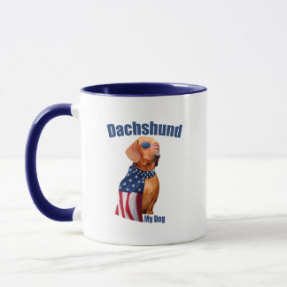 Caneca Dachshund Mug - Engraçado Pólver Patriótico