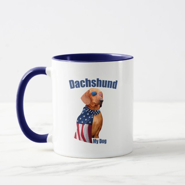 Caneca Dachshund Mug - Engraçado Pólver Patriótico (Esquerda)
