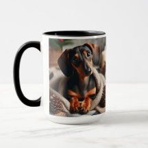 Dachshund na Taça de Café de Natal em Branco