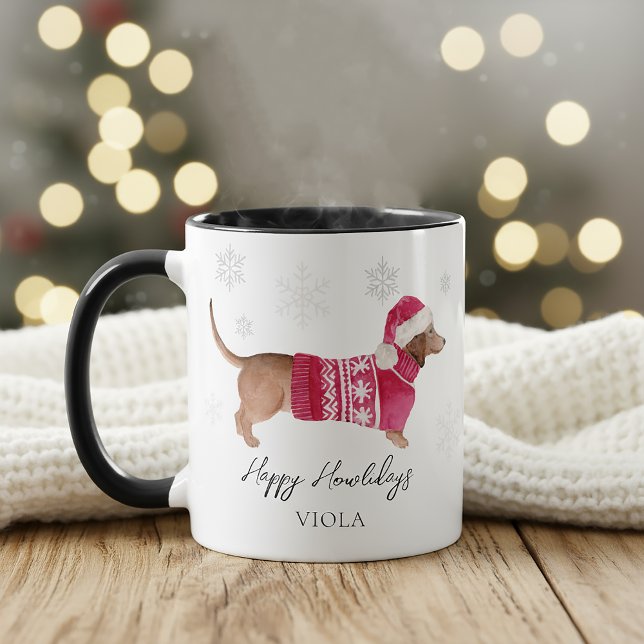 Caneca Dachshund Wiener Dog Holiday Season  (Criador carregado)