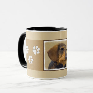 Caneca Dachshund (Wirehaired): Pintura original de cães