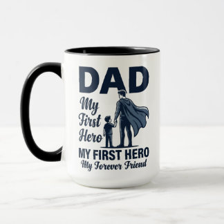 Caneca Dad My First Hero Superhero Fathers Day Mug