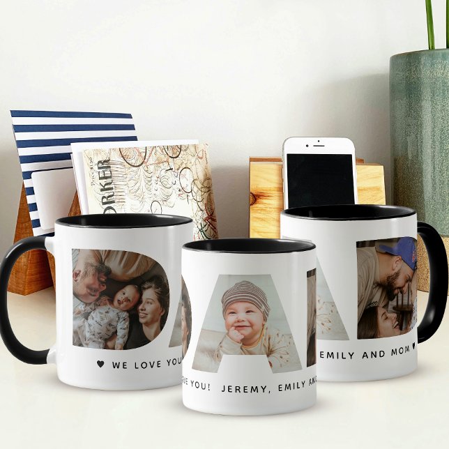 Caneca Dad Photo Father's day Collage Mug (Criador carregado)