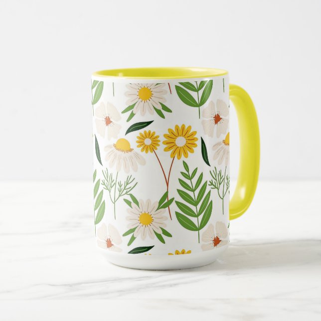 Caneca Daisy Floral Pattern (Frente Esquerda)