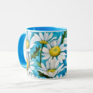 Caneca Daisy Flower Daisies Café de Arte Floral Tea Mug