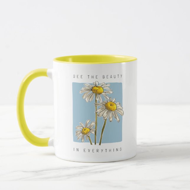 Caneca Daisy Flowers Beauty Slogan (Esquerda)