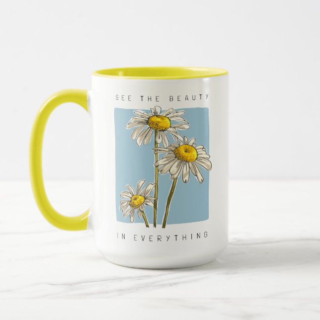 Caneca Daisy Flowers Beauty Slogan (Esquerda)