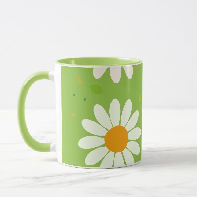 Caneca Daisy Flowers Floral Pattern Girly Rainbow Pastel (Esquerda)