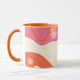 Caneca Daisy Groove - Rosa, Laranja e Creme