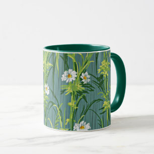 Caneca Daisy Pattern, padrão verde,