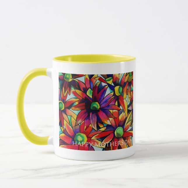 Caneca Daisy Straw flower Happy Dia de as mães mug (Esquerda)