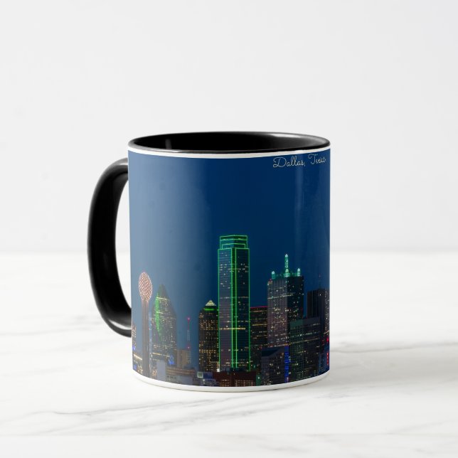 Caneca Dallas, fotografia de paisagem urbana do Texas, (Frente Esquerda)