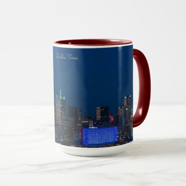 Caneca Dallas, fotografia de paisagem urbana do Texas, Mu (Frente Esquerda)