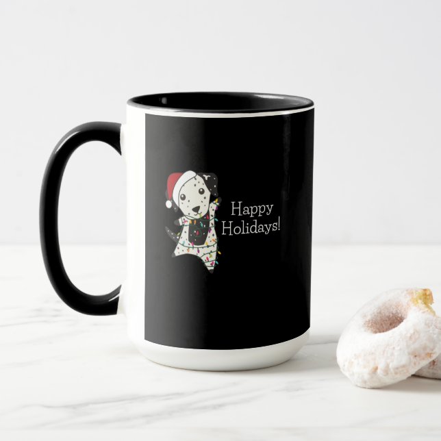 Caneca Dalmatian Christmas Dog Winter Animals Dogs (Com Donut)