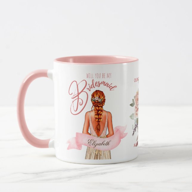 Caneca Dama de Honra Caricatura Proposta Agradecimento Pe (Esquerda)