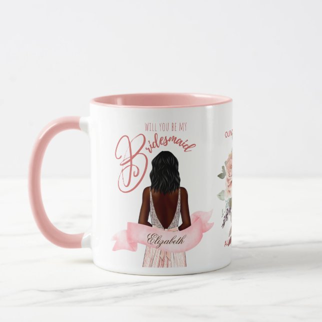 Caneca Dama de Honra Caricatura Proposta de Obrigado Pers (Esquerda)