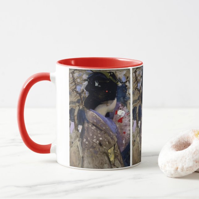 Caneca Dama Japonesa com um Leque por George Henry (Com Donut)