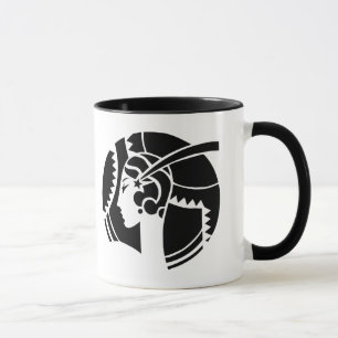 Caneca Dama Silhueta Art Déco Geométrico Vintage