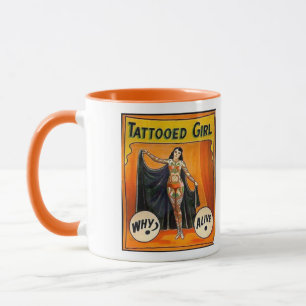 Caneca Dama Tatuada - Poster de Circo Vintage