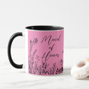Caneca Damas de Honra Flores Selvagens Rosa Desenhos 